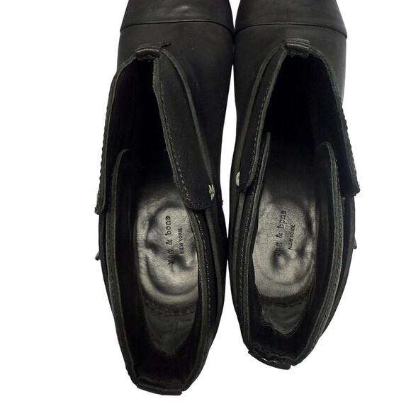 Rag & Bone Harrow Heeled Ankle Black Leather Boots Booties Women’s Size 40 / 10 - Picture 9 of 9